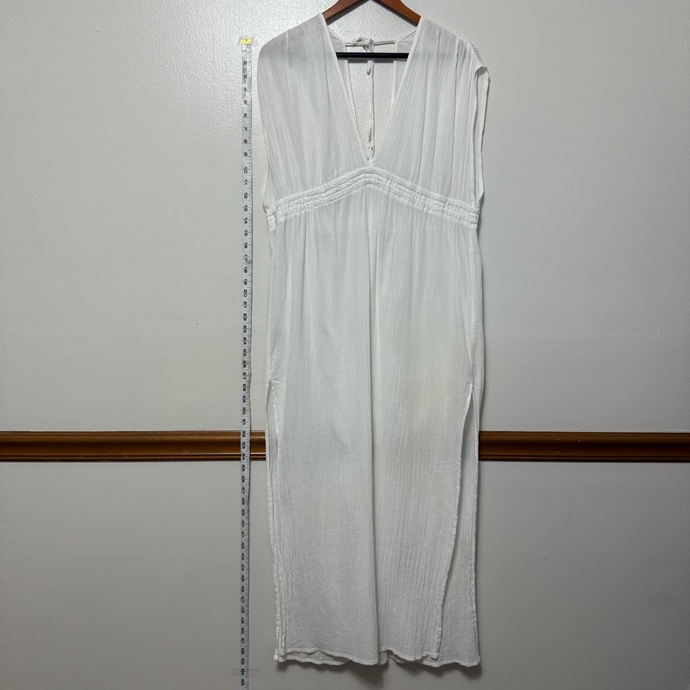 Kona Sol Maxi Dress Beach Resort Cover Up Womens Large Side Slits White Vacation - Picture 6 of 12